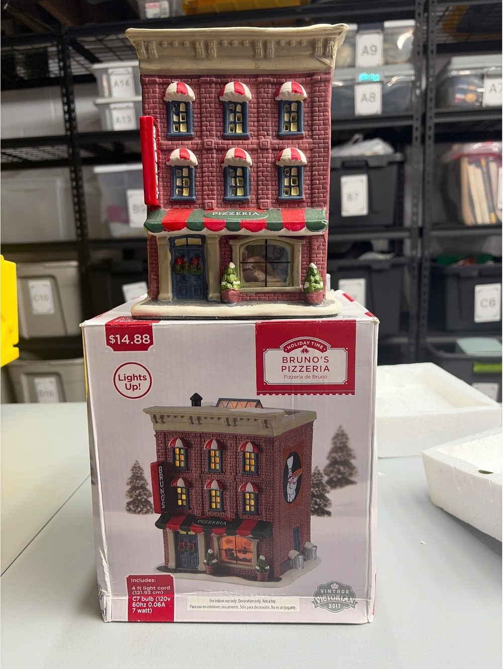 Holiday Time BRUNO'S PIZZERIA Christmas Village Vintage Victorian NO LIGHT